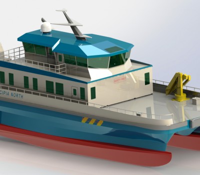 25 m Catamaran CTV 3D render 1