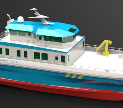 25 m Catamaran CTV 3D render 4